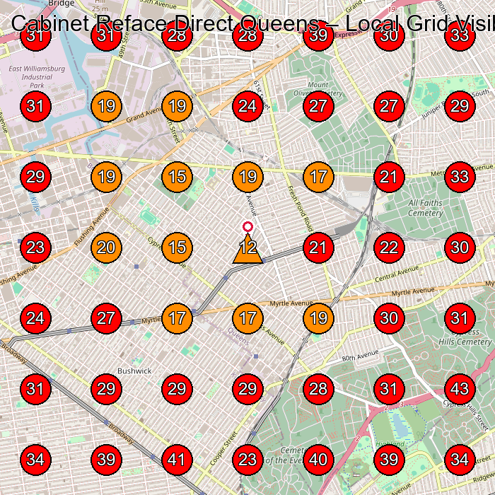 Cabinet Reface Direct Queens GeoGrid visibility map for Cabinet Maker in Brooklyn